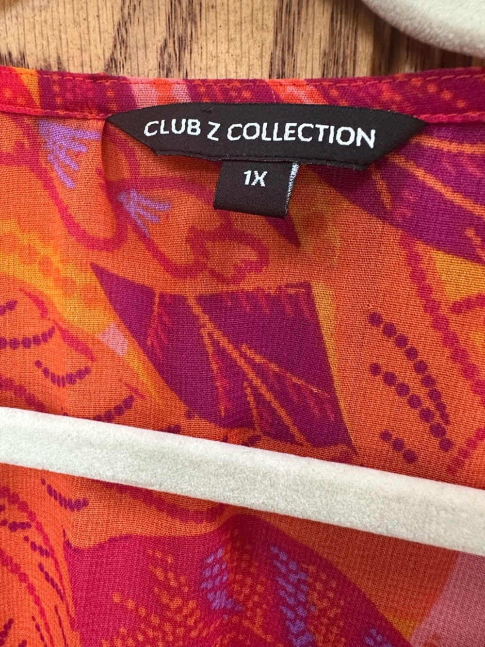 Vibrant Pink & Orange Tropical Print Kimono cover up 1X - Picture 6 of 6